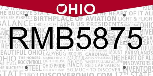 RMB5875 Ohio License Plate