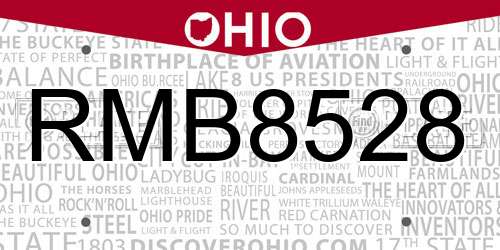 RMB8528 Ohio License Plate