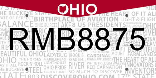 RMB8875 Ohio License Plate