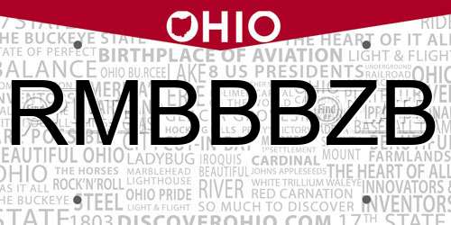 RMBBBZB Ohio License Plate