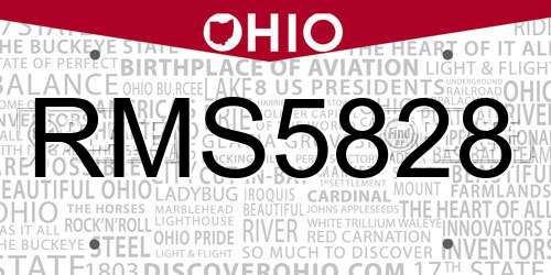 RMS5828 Ohio License Plate
