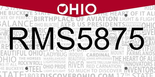 RMS5875 Ohio License Plate