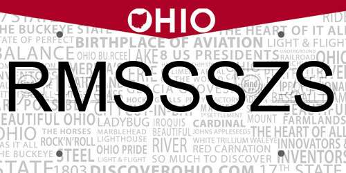 RMSSSZS Ohio License Plate