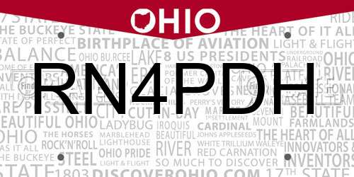 RN4PDH Ohio License Plate