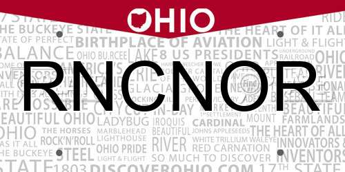 RNCNOR Ohio License Plate