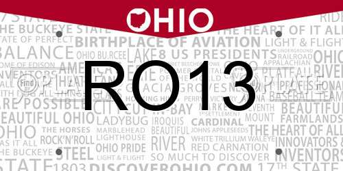 RO13 Ohio License Plate