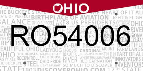RO54006 Ohio License Plate