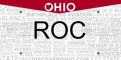 ROC Ohio License Plate