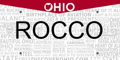 ROCCO Ohio License Plate