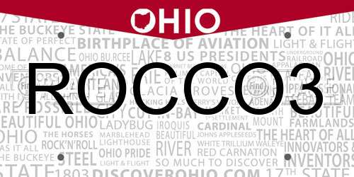 ROCCO3 Ohio License Plate