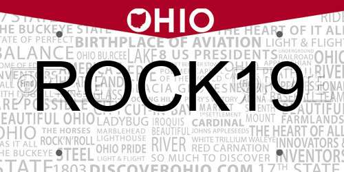 ROCK19 Ohio License Plate