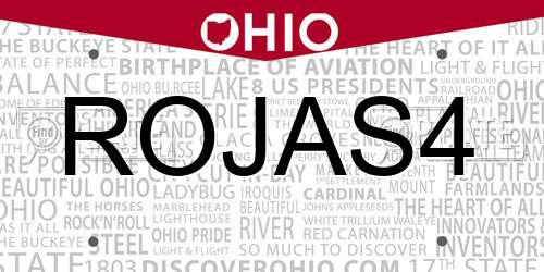 ROJAS4 Ohio License Plate