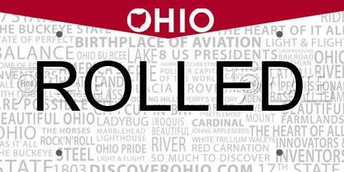 ROLLED Ohio License Plate