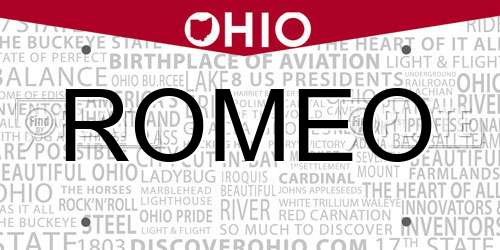 ROMEO Ohio License Plate