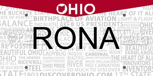 RONA Ohio License Plate