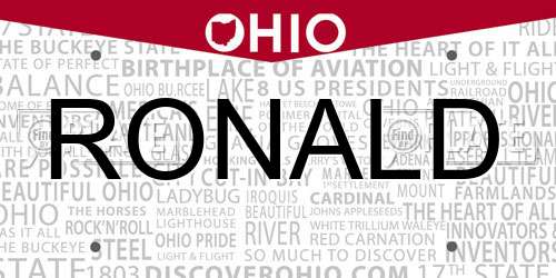 RONALD Ohio License Plate