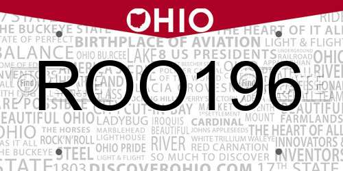 ROO196 Ohio License Plate