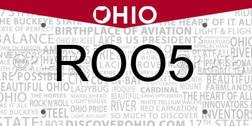 ROO5 Ohio License Plate