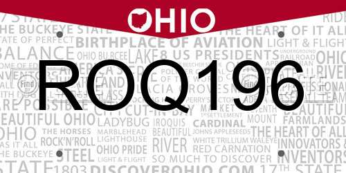 ROQ196 Ohio License Plate