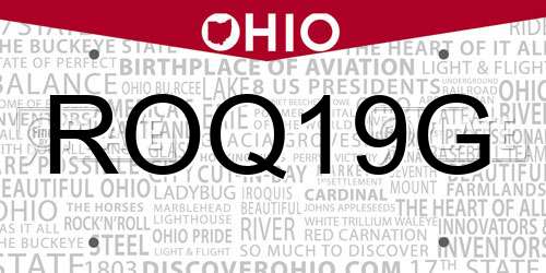 ROQ19G Ohio License Plate