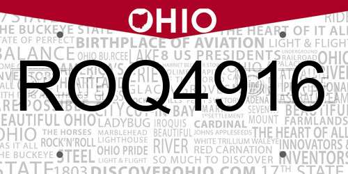 ROQ4916 Ohio License Plate