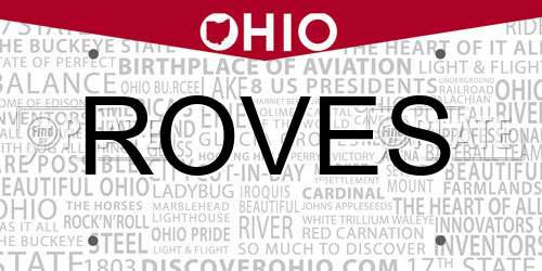 ROVES Ohio License Plate