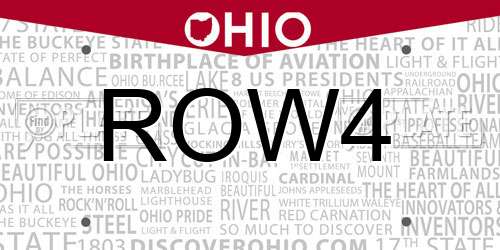ROW4 Ohio License Plate