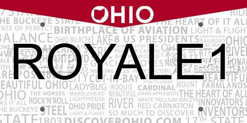ROYALE1 Ohio License Plate