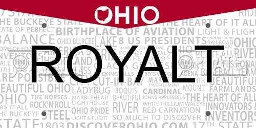ROYALT Ohio License Plate