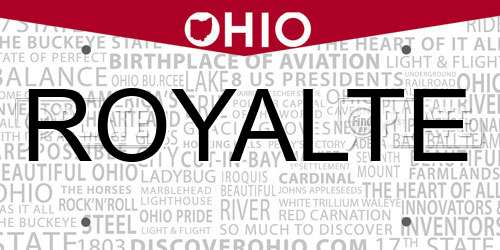 ROYALTE Ohio License Plate