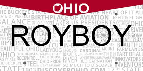 ROYBOY Ohio License Plate