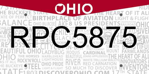 RPC5875 Ohio License Plate