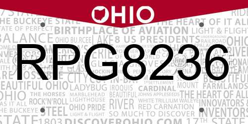 RPG8236 Ohio License Plate