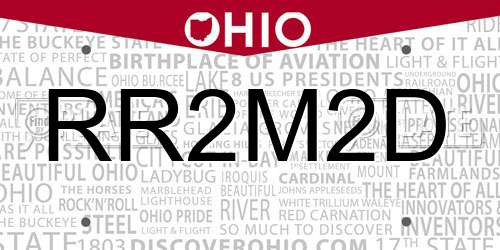 RR2M2D Ohio License Plate