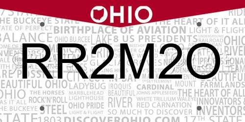 RR2M2O Ohio License Plate