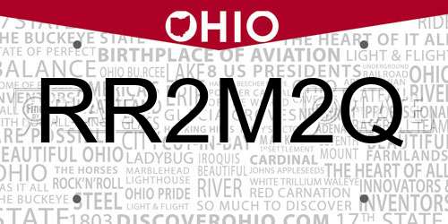RR2M2Q Ohio License Plate