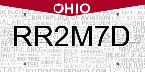 RR2M7D Ohio License Plate