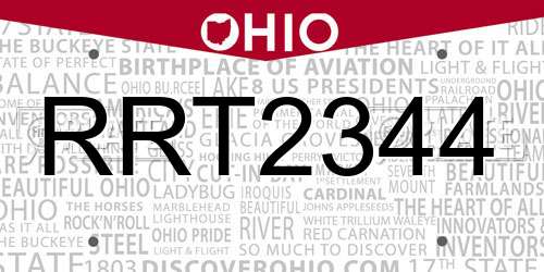 RRT2344 Ohio License Plate