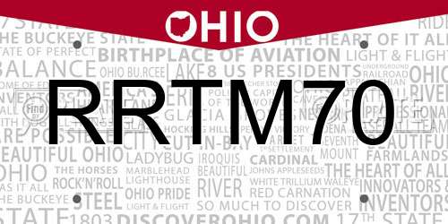 RRTM70 Ohio License Plate