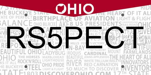RS5PECT Ohio License Plate