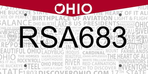 RSA683 Ohio License Plate