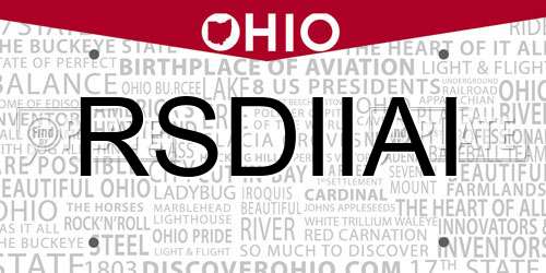 RSDIIAI Ohio License Plate