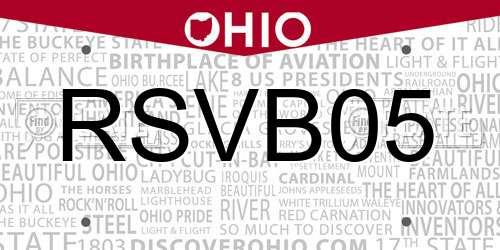 RSVB05 Ohio License Plate