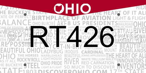 RT426 Ohio License Plate