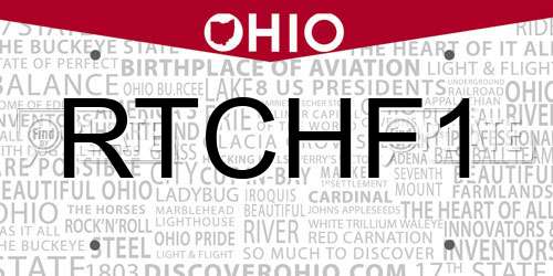 RTCHF1 Ohio License Plate