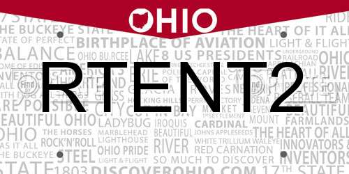 RTENT2 Ohio License Plate