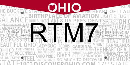 RTM7 Ohio License Plate
