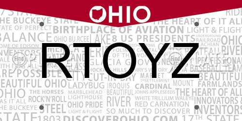 RTOYZ Ohio License Plate