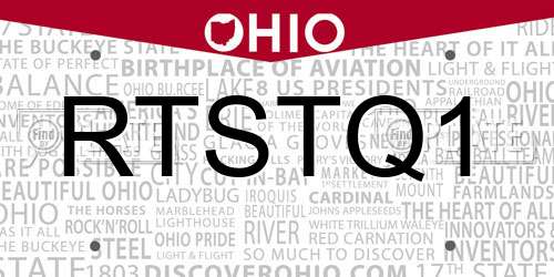 RTSTQ1 Ohio License Plate