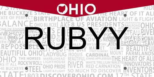 RUBYY Ohio License Plate